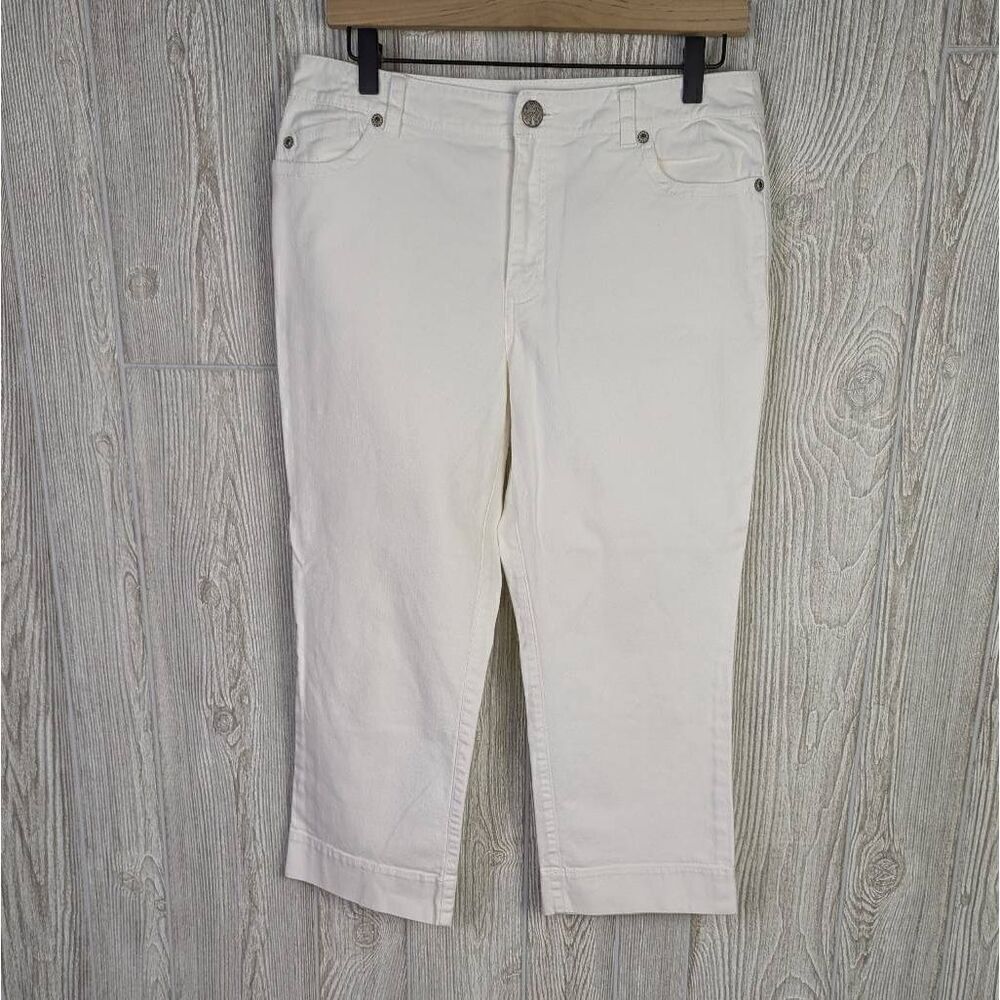Tribal Jeans Womens Size 8 Cropped Denim Jeans White Pockets Cotton Spandex